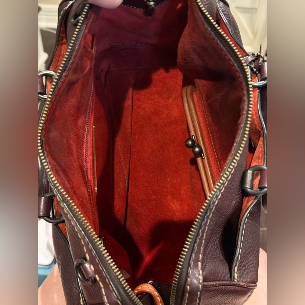 COACH OXBLOOD ROGUE SATCHEL BAG IN GLOVETANNED PEBBLE LEATHER SUEDE LINED FRENCH - Picture 8 of 16